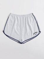 Women's stretch shorts with embroidered letters - Image 7