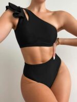 SHEIN Swim Ruffle Trim One Shoulder Bikini Set - Image 7