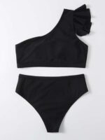 SHEIN Swim Ruffle Trim One Shoulder Bikini Set - Image 6