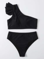 SHEIN Swim Ruffle Trim One Shoulder Bikini Set - Image 2