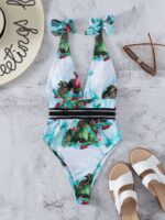 floral print ruffled one-shoulder swimsuit