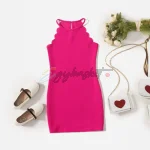 Scalloped Halter Neck Dress