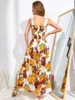 SHEIN VCAY Allover Floral Shirred Bodice Knotted Cami Dress - Image 7