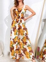 SHEIN VCAY Allover Floral Shirred Bodice Knotted Cami Dress - Image 4