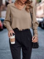 Solid Button Back Blouse