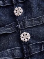 SHEIN MOD Raw Hem Button Front Tube Denim Top - Image 2