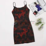 SHEIN Plus Lettuce Trim Chinese Dragon Print Dress