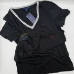 v neck Tommy Hilfiger women basic shirt  black - Image 2
