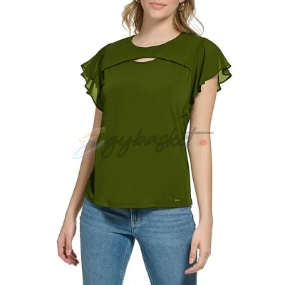 Calvin Klein Blouse Top in Ivy Green
