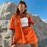 Floerns Women's 2 Piece Shirt and Shorts Set - Image 3