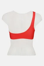 Shein Women coca cola neck one shoulder graphic print top red white - Image 2