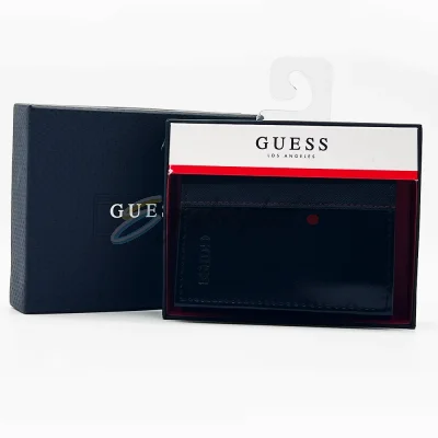 Guess Men Foldable Wallet Genuine Leather Black