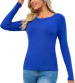 Long sleeve open neck ribbed shirts for women - Image 8