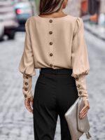Solid Button Back Blouse - Image 9