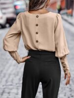 Solid Button Back Blouse - Image 8