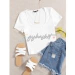 MMABIA T-shirt Square Neck Rib-knit
