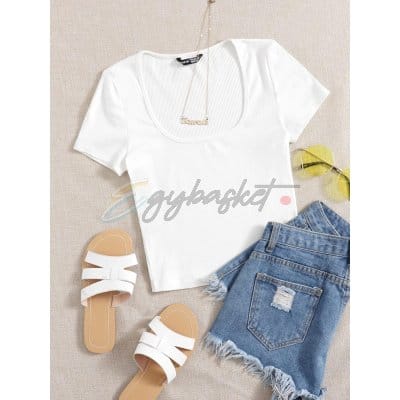 MMABIA T-shirt Square Neck Rib-knit