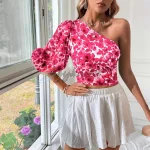 One shoulder floral blouse - Image 6