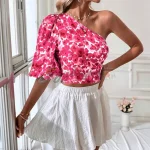 One shoulder floral blouse - Image 3