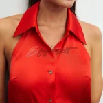 Plain buttoned sleeveless blouse - Image 6