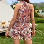 bohemian paisley print sleeveless halter neck dress - Image 2