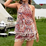 bohemian paisley print sleeveless halter neck dress - Image 5