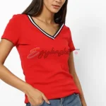 v neck Tommy Hilfiger women basic shirt  black - Image 9