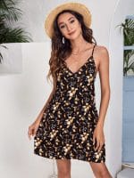 Double V-neck Floral Cami Dress - Image 4