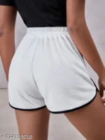 Women's stretch shorts with embroidered letters - Image 2