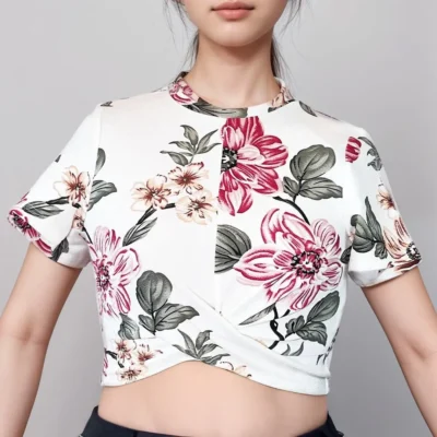 Shein Floral Wrap Crop Top