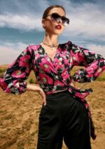 Floral Tie Waist Blouse