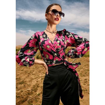 Floral Tie Waist Blouse