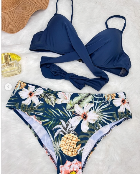 Shein Swimsuit Pineapple Tropical Flowers Floral Bikini - Image 4