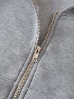 SHEIN EZwear Solid Zip Up Drop Shoulder Thermal Lined Crop Hoodie - Image 3