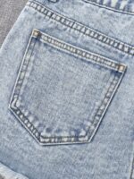 SHEIN Teen Girls Ripped Raw Hem Denim Shorts - Image 4