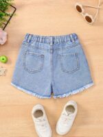 SHEIN Teen Girl Frayed Denim Shorts - Image 2