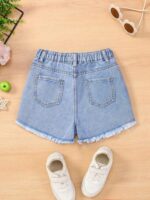 SHEIN Teen Girl Frayed Denim Shorts - Image 4