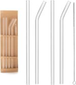 ECVV Glass Transparent Straw Set 5 Pieces - 4 x Straws, 1 x Brush - Image 8