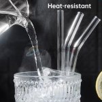 ECVV Glass Transparent Straw Set 5 Pieces - 4 x Straws, 1 x Brush - Image 6