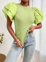Shein Ribbed Knit Butterfly Sleeve Top - Image 4