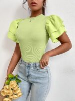 Shein Ribbed Knit Butterfly Sleeve Top - Image 2