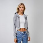 SHEIN EZwear Solid Zip Up Drop Shoulder Thermal Lined Crop Hoodie - Image 8