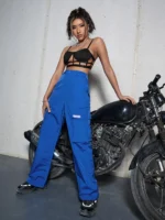 SHEIN ICON Bikercore Patchwork Detail Flap Pocket Cargo Pants - Image 2