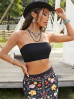SHEIN PETITE Solid Backless Crop Tube Top - Image 4