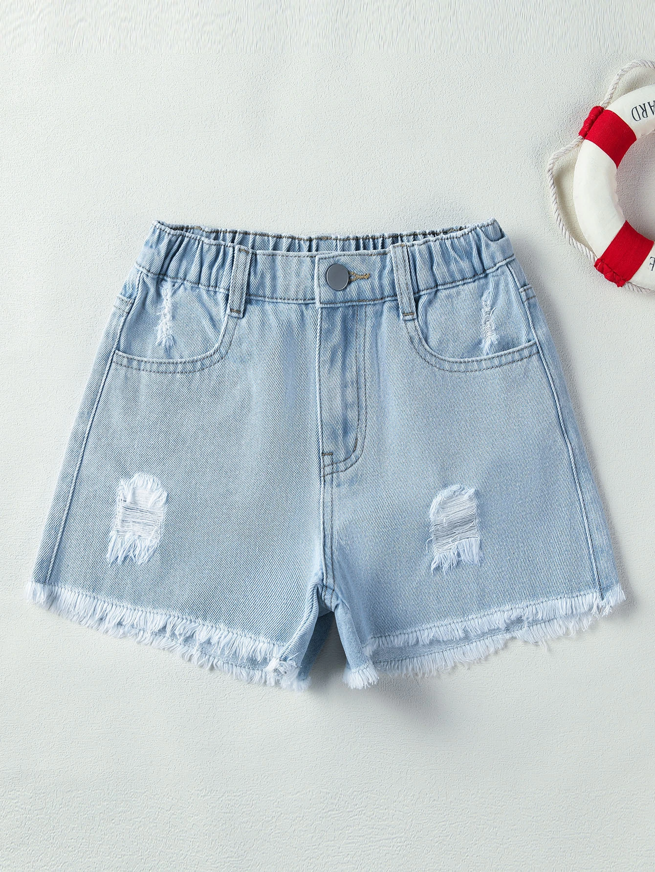 SHEIN Teen Girl Light Washed A-Line Denim Shorts - Image 7