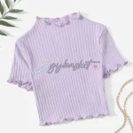 SHEIN Lettuce Trim Rib Knit Tee - Image 8
