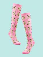 SHEIN Unisex Pink Yellow Banana Print Socks - Image 4