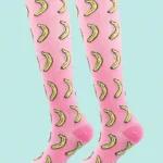 SHEIN Unisex Pink Yellow Banana Print Socks