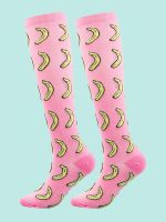 SHEIN Unisex Pink Yellow Banana Print Socks - Image 3