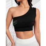 SHEIN One Shoulder Hollow Out Crop Top Sports Bra